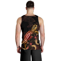 Nauru Men Tank Top - Turtle With Blooming Hibiscus Gold - Polynesian Pride
