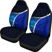 Paua Shell Maori Silver Fern Car Seat Covers Cobalt - Polynesian Pride