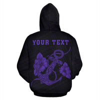 Polynesian Kakau Anchor Hibiscus Hawaii Custom Hoodie Purple - Polynesian Pride