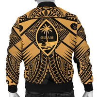 Guam Polynesian Men's Bomber Jacket - Guam Gold Seal with Polynesian Tattoo - Polynesian Pride