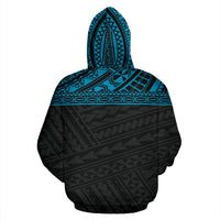 Poly All Over Hoodie Polynesian Black Blue Version - Polynesian Pride