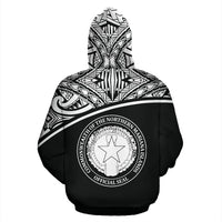 Northern Mariana Islands Polynesian All Over Hoodie Black Curve Version - Polynesian Pride