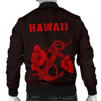 Hawaii Kakau Polynesian Anchor Map Men's Bomber Jacket - Red - Polynesian Pride