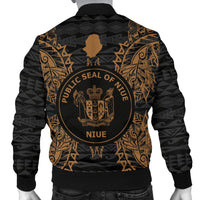 Niue Polynesian Men's Bomber Jacket Map Gold - Polynesian Pride