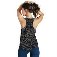 Pohnpei Personalised Women's Racerback Tank - Pohnpei Seal With Polynesian Tattoo Style ( Black) - Polynesian Pride