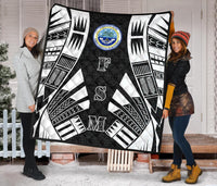 Federated States Of Micronesia Premium Quilt - Federated States Of Micronesia Seal Polynesian White Tattoo (Black) - Polynesian Pride