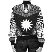 Nauru Polynesian Chief Women'S Bomber Jacket - Black Version - Polynesian Pride