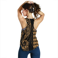 Kanaka Map Women's Racerback Tank Gold - Polynesian Pride