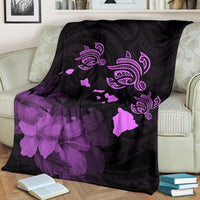 Hawaii Hibiscus Map Polynesian Ancient Pink Premium Blanket - Polynesian Pride
