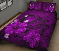 Hawaii Turtle Poly Tribal Quilt Bed Set - Purple - Polynesian Pride