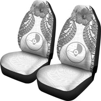Yap Polynesian Car Seat Covers Pride Seal And Hibiscus White - Polynesian Pride