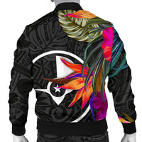 Yap Men's Bomber Jacket - Polynesian Hibiscus Pattern - Polynesian Pride