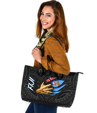 Fiji Large Leather Tote Bag - Fiji In Me (Blue) - Polynesian Pride