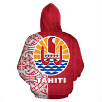 Tahiti All Over Zip up Hoodie Polynesian Shoulder Style - Polynesian Pride