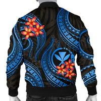 Polynesian Hawaii Men Bomber Jacket - Blue Plumeria - Polynesian Pride