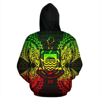 Tuvalu Polynesian All Over Zip up Hoodie Map Reggae - Polynesian Pride