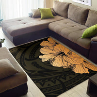 Royal Hibiscus Polynesian Tribal Area Rug Gold AH - Polynesian Pride