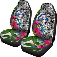 CNMI Custom Personalised Car Seat Covers White - Turtle Plumeria Banana Leaf - Polynesian Pride