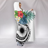 Marshall Islands Polynesian Hooded Blanket - Summer Plumeria (White) - Polynesian Pride