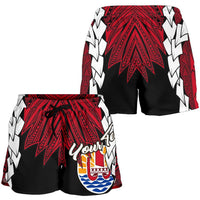 Tahiti Polynesian Custom Personalised Women's Shorts - Tribal Wave Tattoo Flag Style - Polynesian Pride