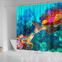 Guam Shower Curtain - Sea Turtle Coral Treasure - Polynesian Pride