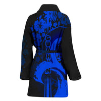 Guam Women's Bathrobe - Hibiscus And Wave Blue - Polynesian Pride