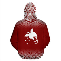 Papua New Guinea All Over Zip up Hoodie Fog Red - Polynesian Pride