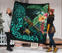 Tiki Polynesian Premium Quilt Turtle Hibiscus - Polynesian Pride