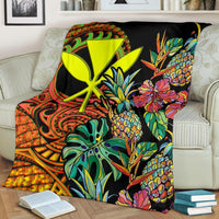 Polynesian Hawaii Premium Blanket - Pineapple Hibiscus - Polynesian Pride