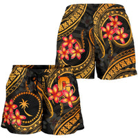Chuuk Micronesian Women Shorts - Gold Plumeria - Polynesian Pride