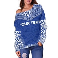 Gambier Islands Polynesian Chief Custom Personalised Women's Off Shoulder Sweater - Flag Version - Polynesian Pride