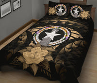 Northern Mariana Islands Polynesian Quilt Bed Set Hibiscus Gold - Polynesian Pride