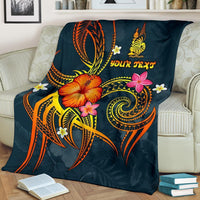 New Caledonia Polynesian Personalised Premium Blanket - Legend of New Caledonia (Blue) - Polynesian Pride