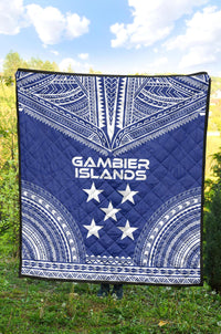 Gambier Islands Premium Quilt - Gambier Islands Flag Polynesian Chief lueag Version - Polynesian Pride