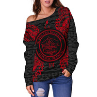 Palau Polynesian Shoulder Sweater Map Red - Polynesian Pride