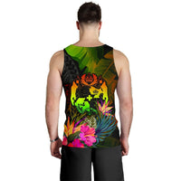 Tonga Polynesian Personalised Men's Tank Top - Hibiscus and Banana Leaves - Polynesian Pride
