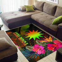 Nauru Polynesian Personalised Area Rug - Hibiscus and Banana Leaves - Polynesian Pride