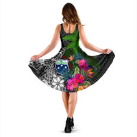 Samoa Midi Dress - Turtle Plumeria Banana Leaf - Polynesian Pride