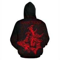 American Samoa Polynesian Custom Hoodie Eagle Coat of rms Red - Polynesian Pride
