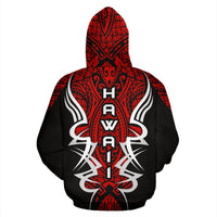 Hawaii Turtle Tribal Red Hoodie Armor Style - Polynesian Pride