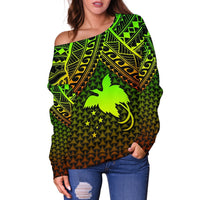 Polynesian Papua New Guinea Personalised Off Shoulder Sweater - Reggae Vintage Polynesian Patterns - Polynesian Pride