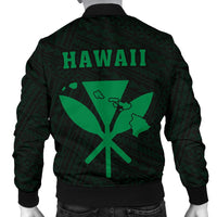 Hawaii Kakau Polynesian Kanaka Map Men's Bomber Jacket - Green - Polynesian Pride