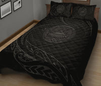 American Samoa Quilt Bed Set - Gray - Frida Style - Polynesian Pride