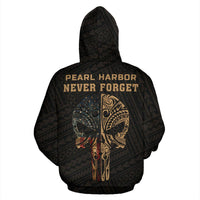 Polynesian Kakau Skull National Pearl Harbor Remembrance Day Hawaii Hoodie Gold - Polynesian Pride
