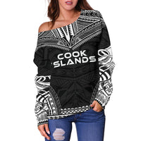 Cook Islands Polynesian Chief Women's Off Shoulder Sweater - Black Version - Polynesian Pride