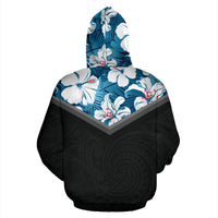 Hawaii Vintage Pattern Zip up Hoodie Youth Blue Hibiscus - Polynesian Pride
