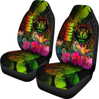 Niue Polynesian Car Seat Covers - Hibiscus and Banana Leaves - Polynesian Pride