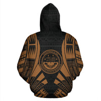Federated States of Micronesia All Over Zip up Hoodie Brown Tattoo Style - Polynesian Pride