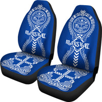 Marshall Islands Car Seat Covers - Marshall Islands Seal Polynesian Tribal Blue - Polynesian Pride