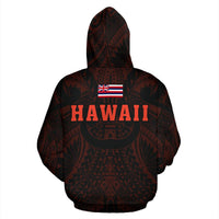 Polynesian Kamapuaa Flag of Hawaii Hoodie Orange Hawaiian Mythology Style - Polynesian Pride